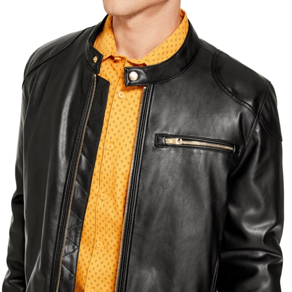 New GUESS Jace Faux-Leather Moto Jacket sz Small - Picture 3 of 11